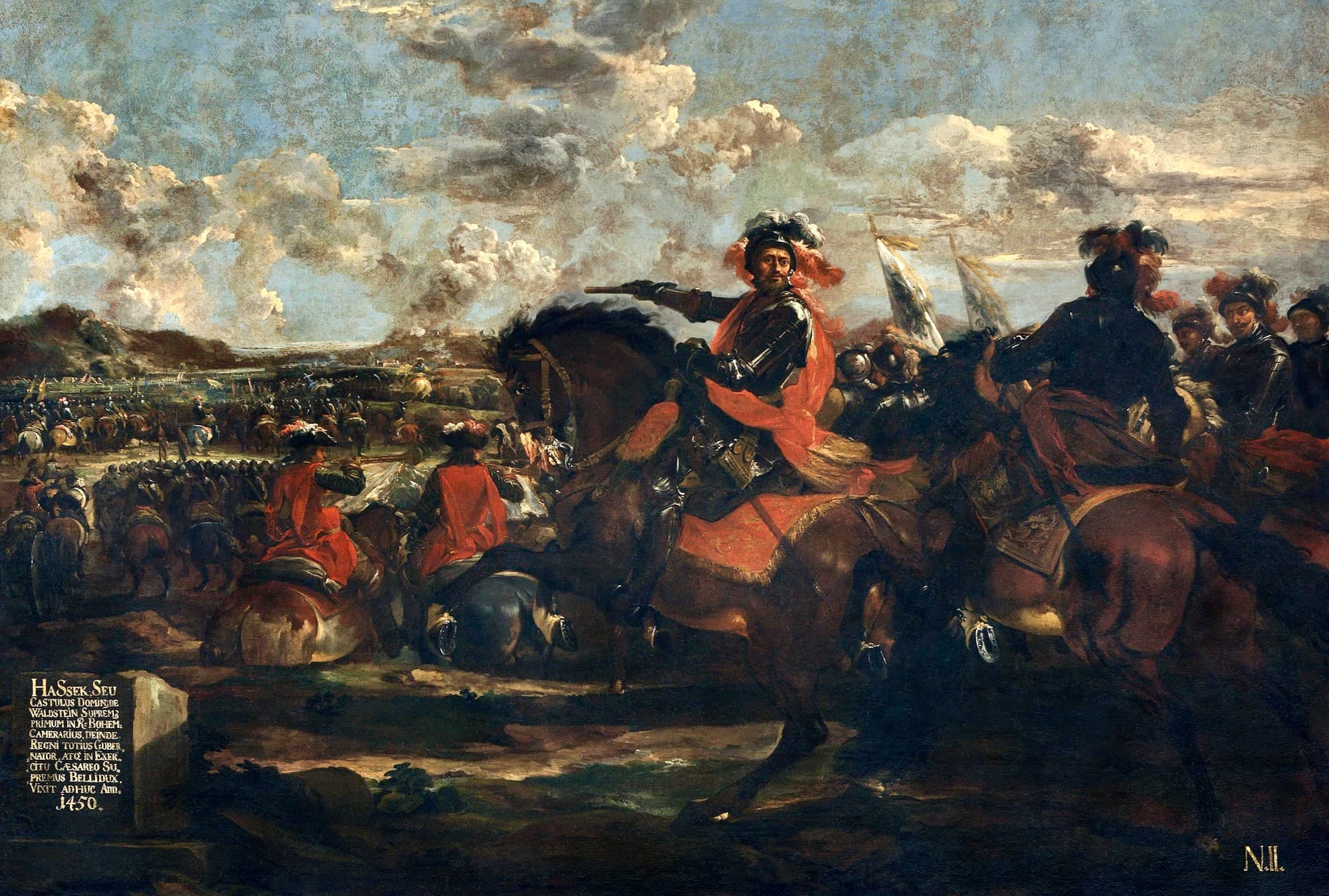 Obraz: Hašek z Valdštejna na bitevním poli od V. V. Reinera (zdroj: Duchcovská obrazárna)