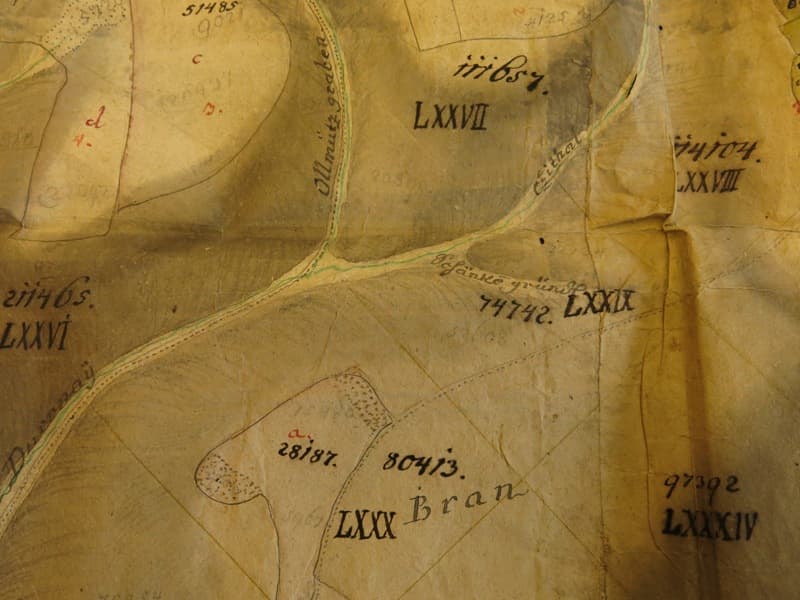 Lokalita Bran na mapě z roku 1776